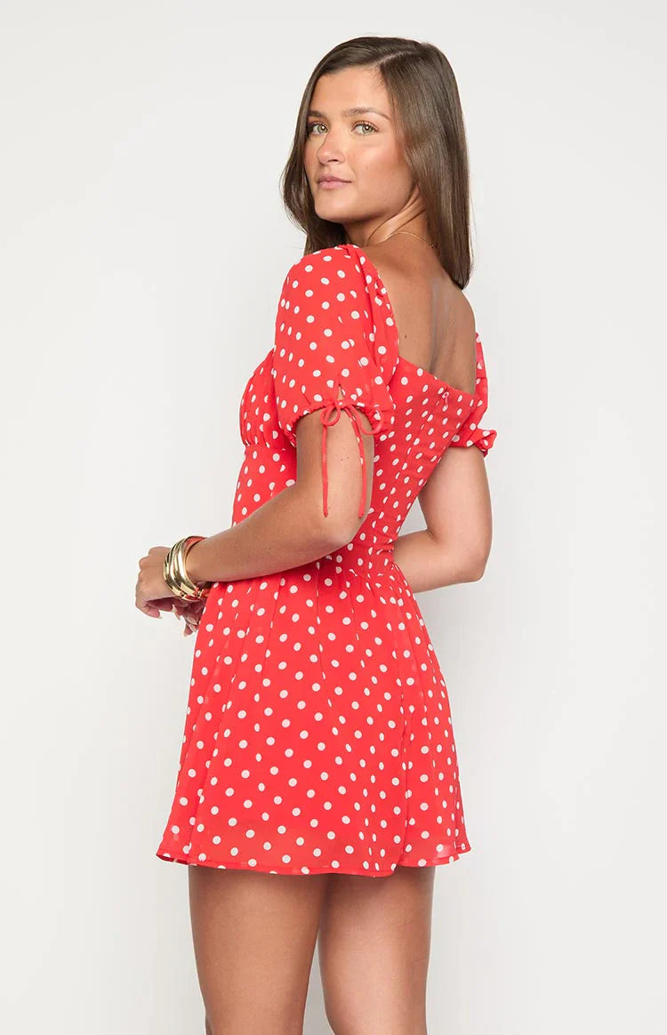 Danyal Mini Dress | Red Polka Dot