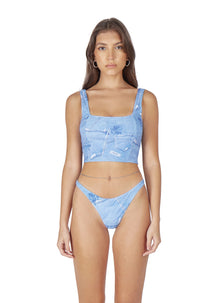 Womens | Guizio Denim Print Tankini Top | Denim Patch