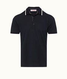Dominic Tipping Collar Knit Polo Shirt | Night Iris