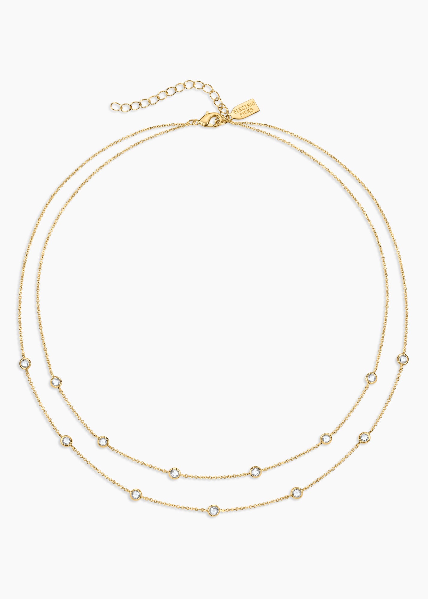 Double Strand Necklace | Clear Crystal | 14K Gold Plated