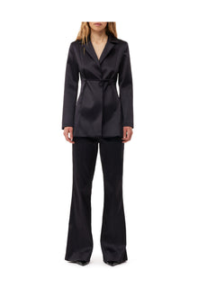 Double Satin Tiestring Blazer | Black