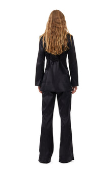 Double Satin Tiestring Blazer | Black
