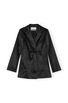 Double Satin Tiestring Blazer | Black