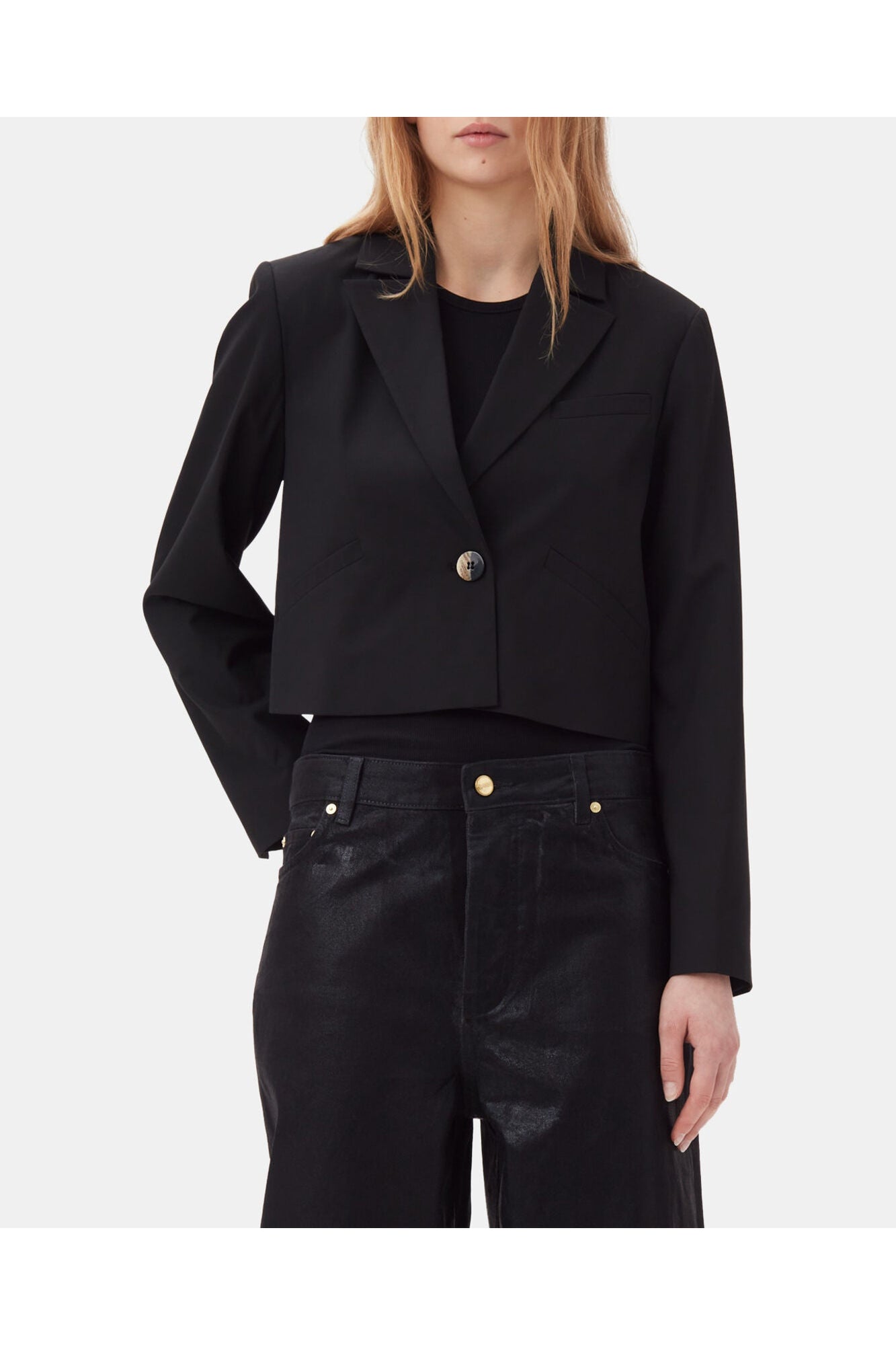 Drapey Melange Short Blazer | Black