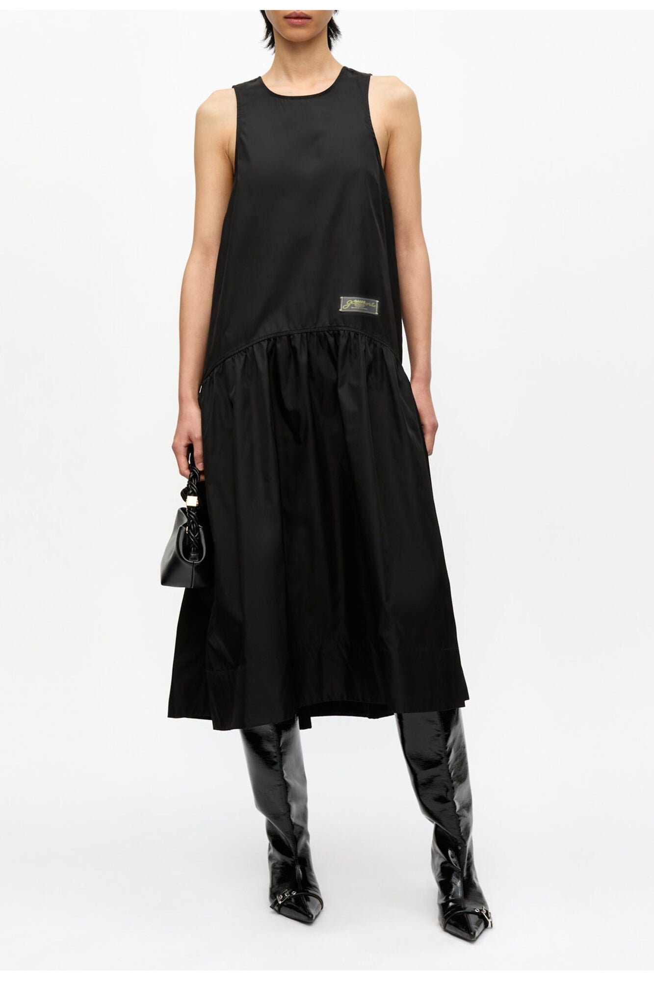 Duchesse Nylon Midi Dress | Black