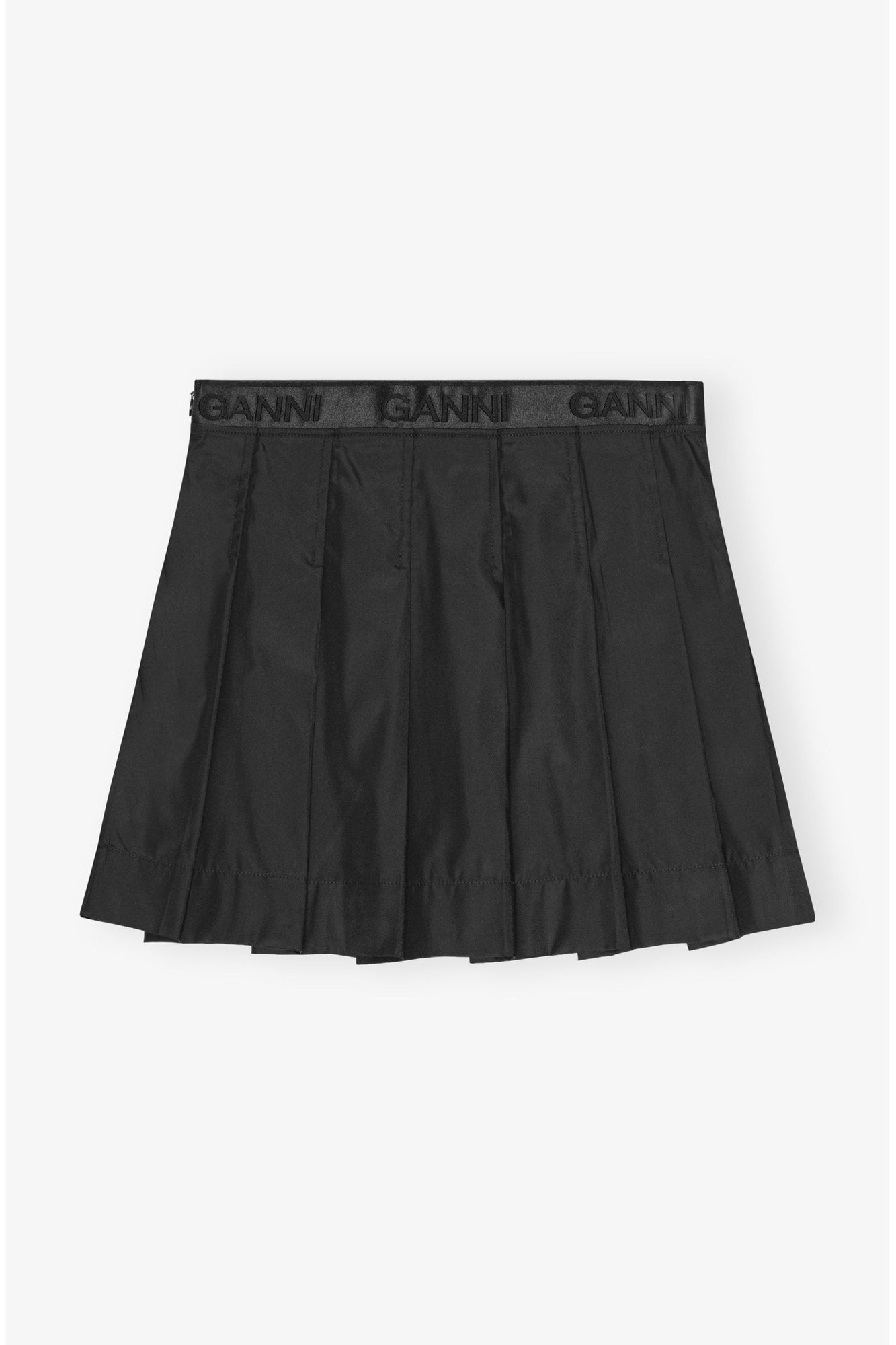 Duchesse Nylon Pleated Mini Skirt | Black
