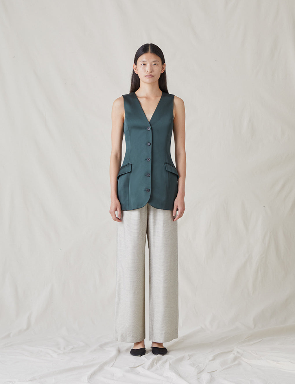 Womens | The Duchess Satin Vest | Emerald