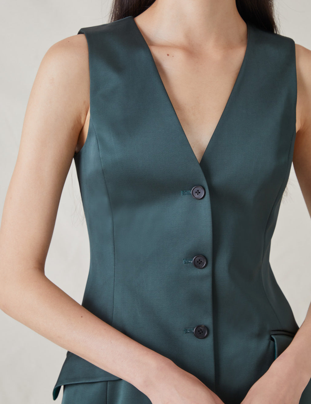 Womens | The Duchess Satin Vest | Emerald