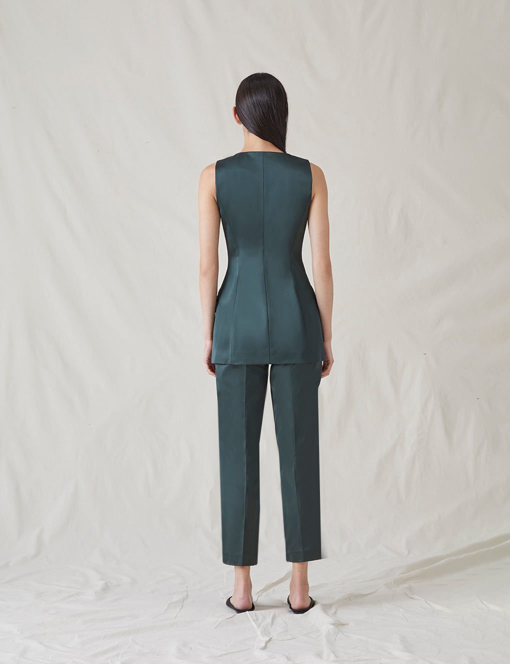 Womens | The Duchess Satin Vest | Emerald