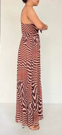 Fauve V-Neck Strapline Long Dress | Brown Zebra Print