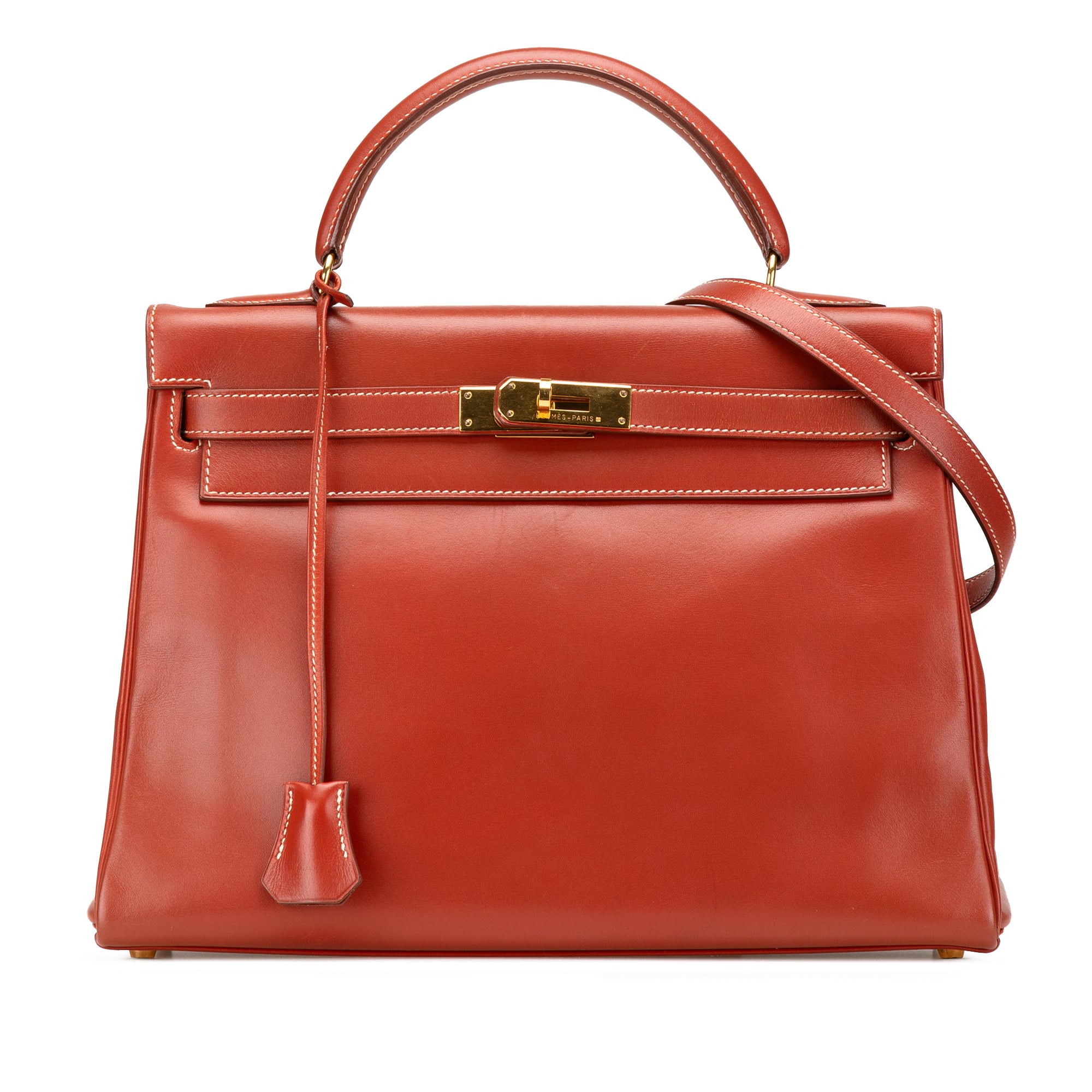 Hermes | Pre-Owned Box Calf Kelly Retourne 32 | Red
