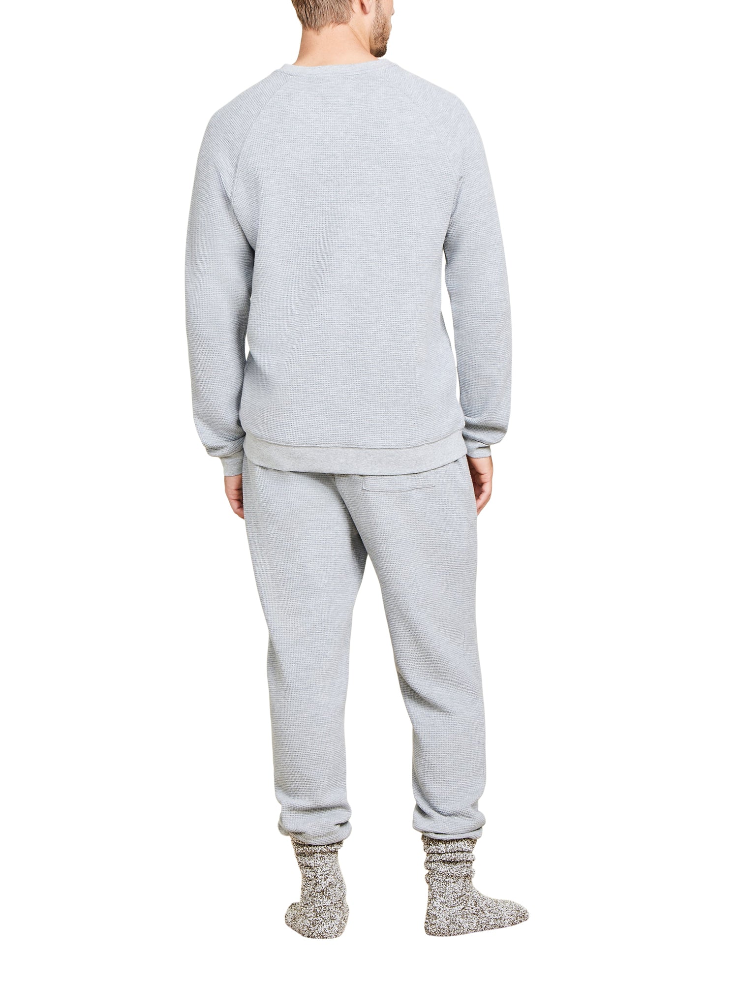 Mens | Malibu Collection Waffle Knit Raglan Pullover | Heather Gray