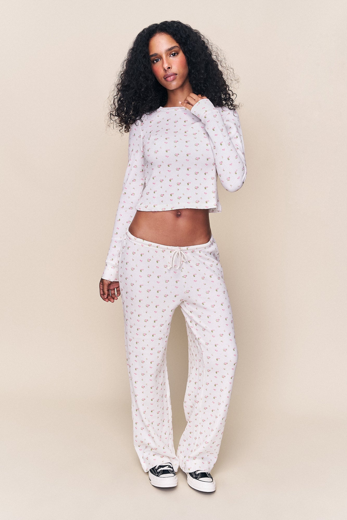 Womens | Lumi Long Sleeve Top | Pink Ditsy Rose