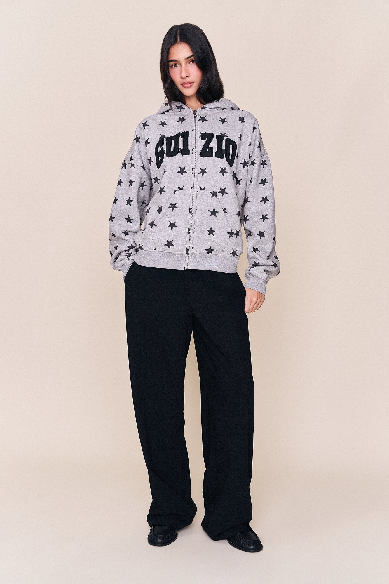 Womens | Guizio Zip Up Hoodie | Midnight Star Print