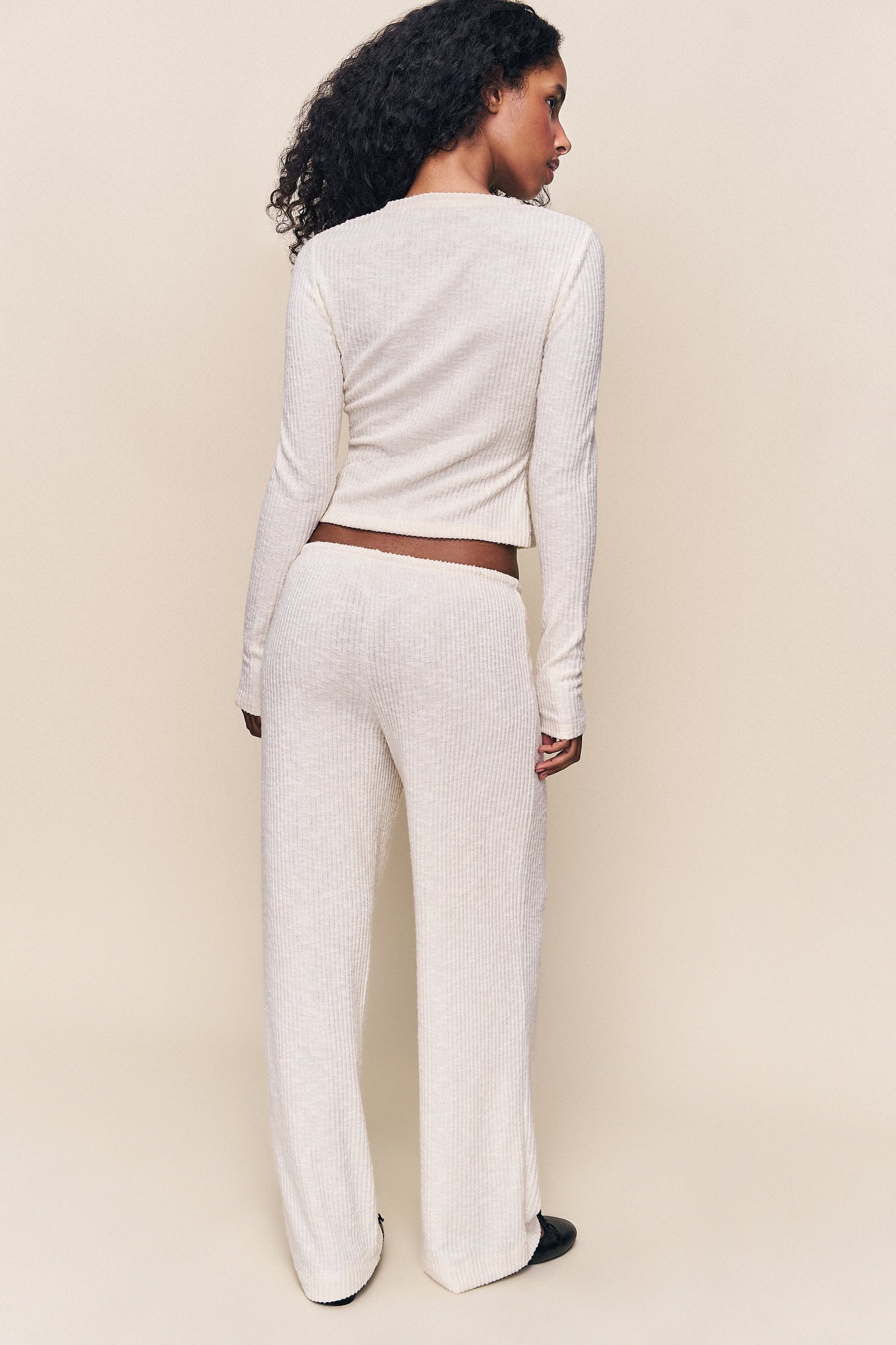 Womens | Lana Ribbed Relaxed Pant | Ivory