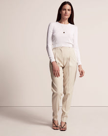 Another Tomorrow Single-Pleat Pant in Cream – Viscose Women's Trousers