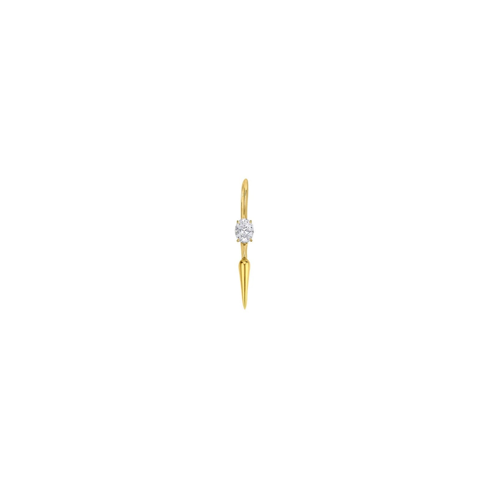 14k gold Single Diamond Drop Earrings in oval cut