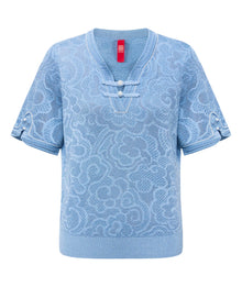 Lace Knit Top | Blue