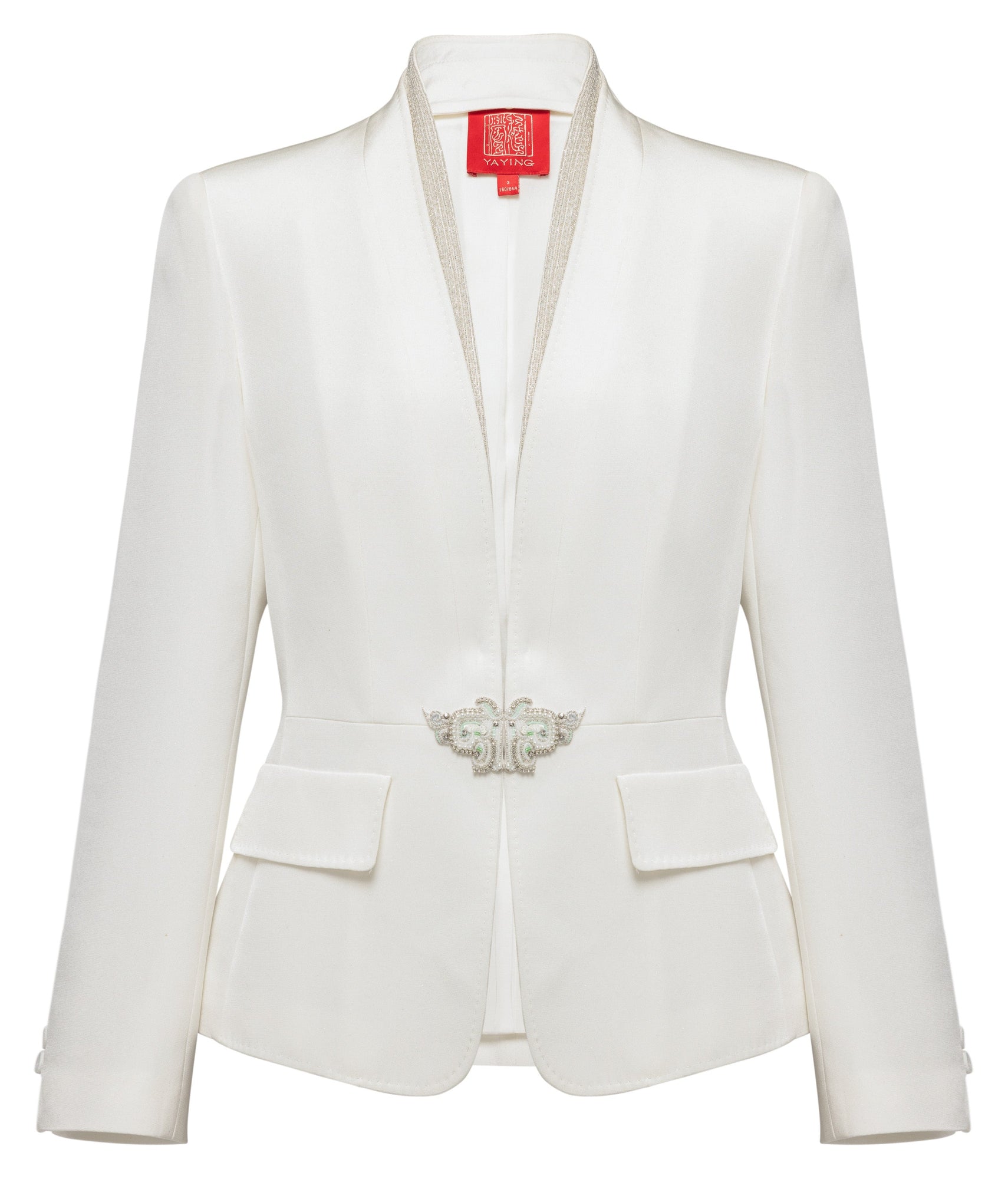 Silk Waist-Defining Blazer Coat | White
