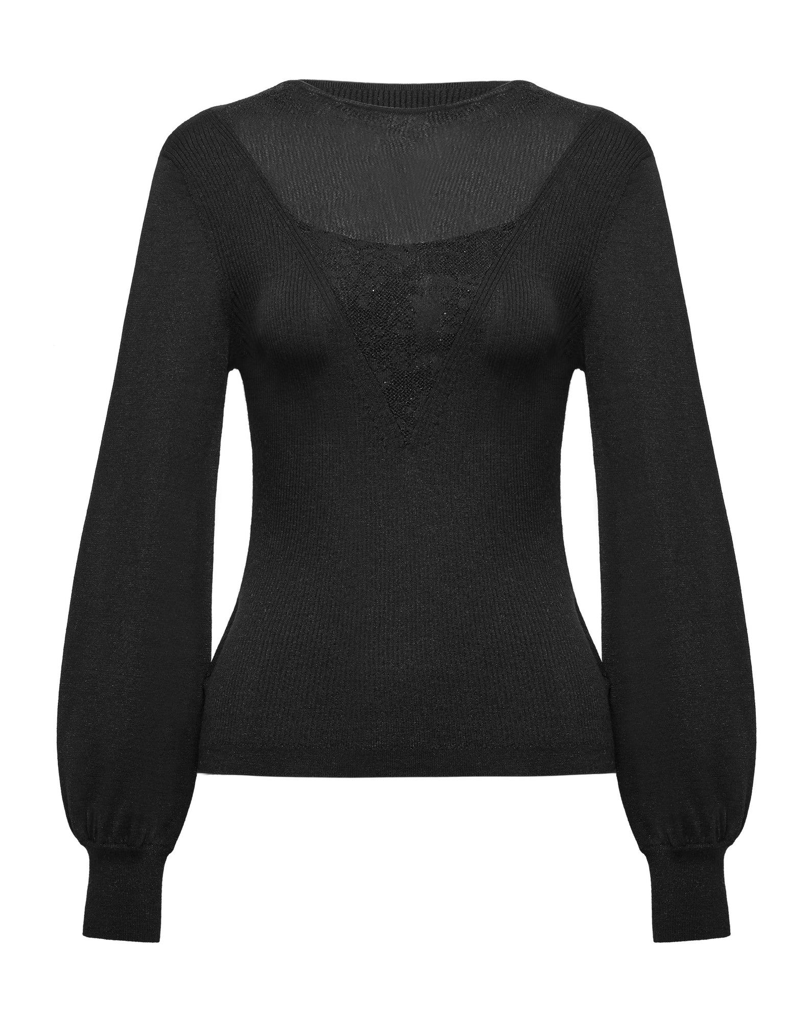 Wool Slim-Fit Knit Top | Black