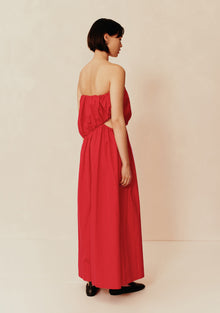 Strapless Cotton Dress with Cut Out | Ruby