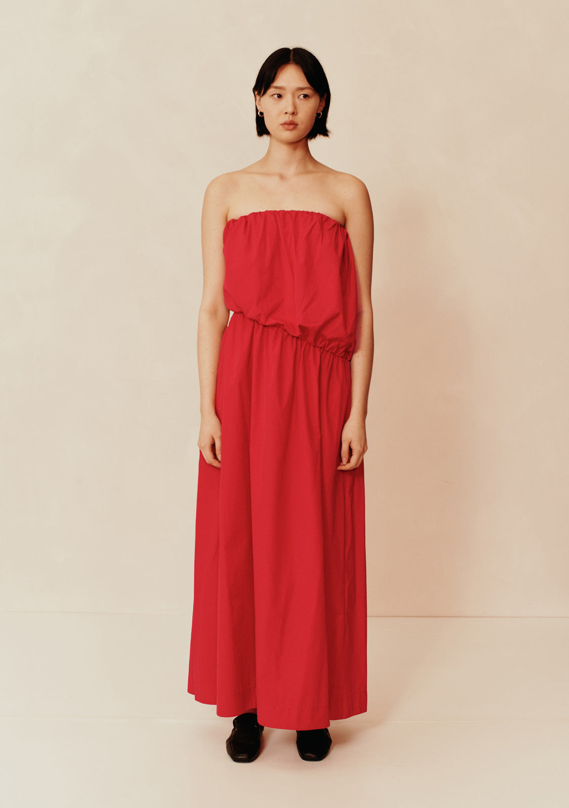 Strapless Cotton Dress with Cut Out | Ruby