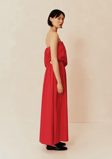 Strapless Cotton Dress with Cut Out | Ruby