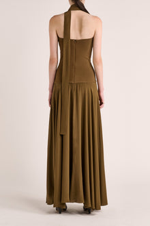 Illi Tie Strapless Maxi Dress | Olive