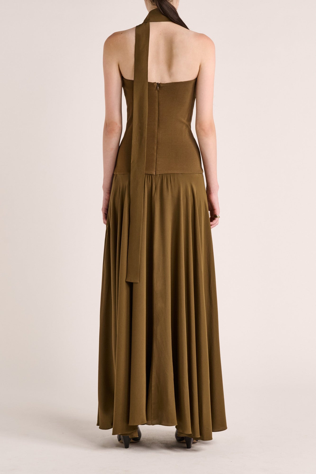 Illi Tie Strapless Maxi Dress | Olive