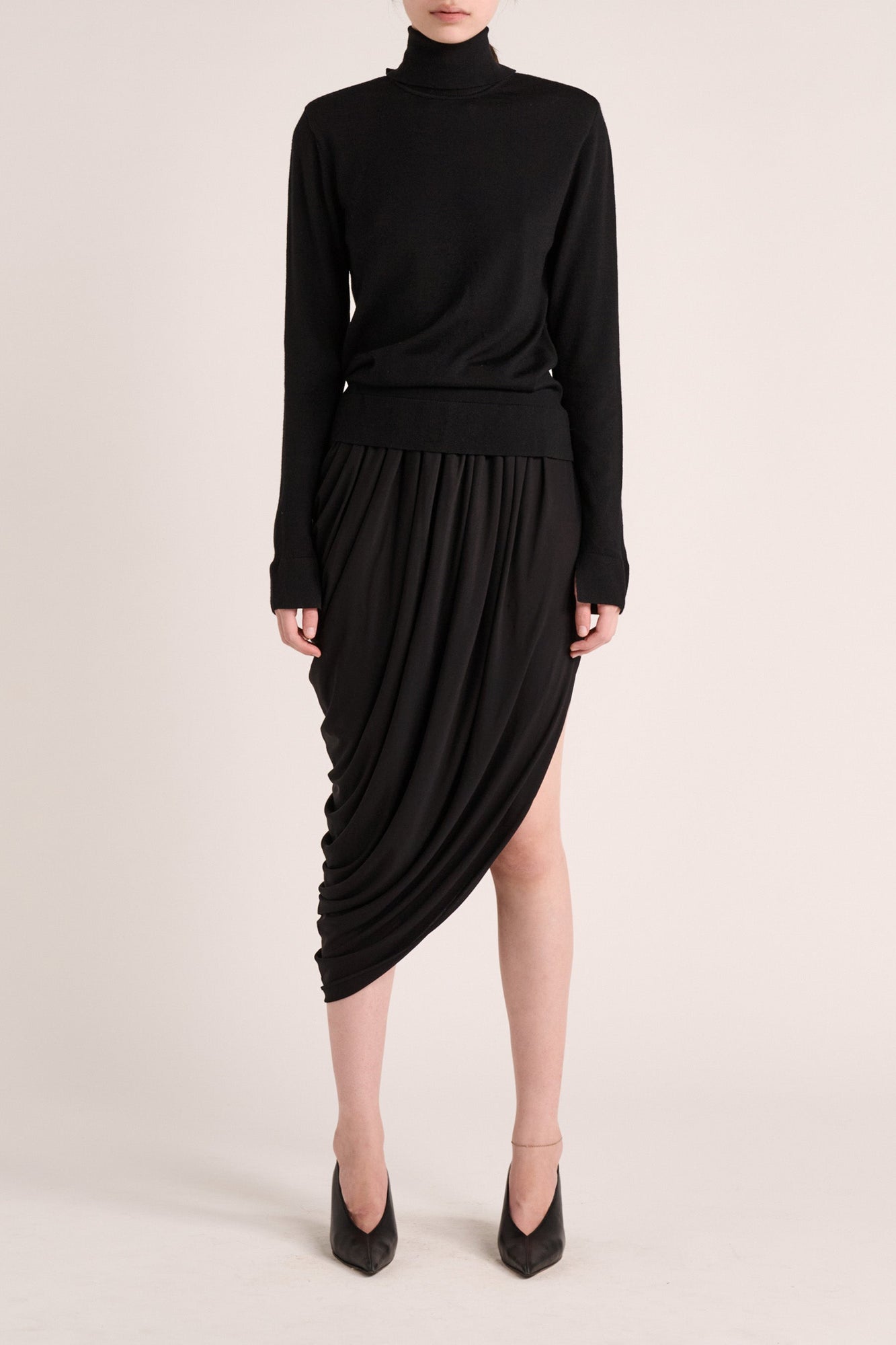 Solina Drape Skirt | Black