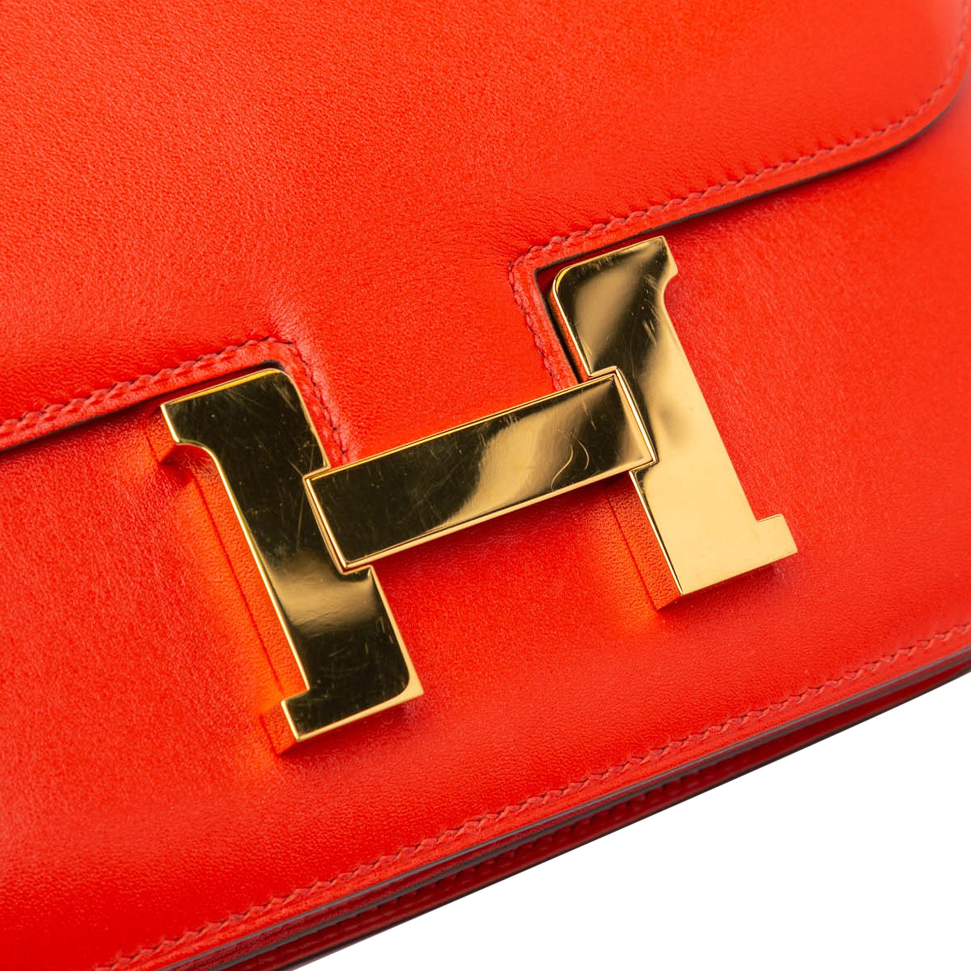 Hermes | Pre-Owned Mini Tadelakt Constance 18 with Silver Logo | Red