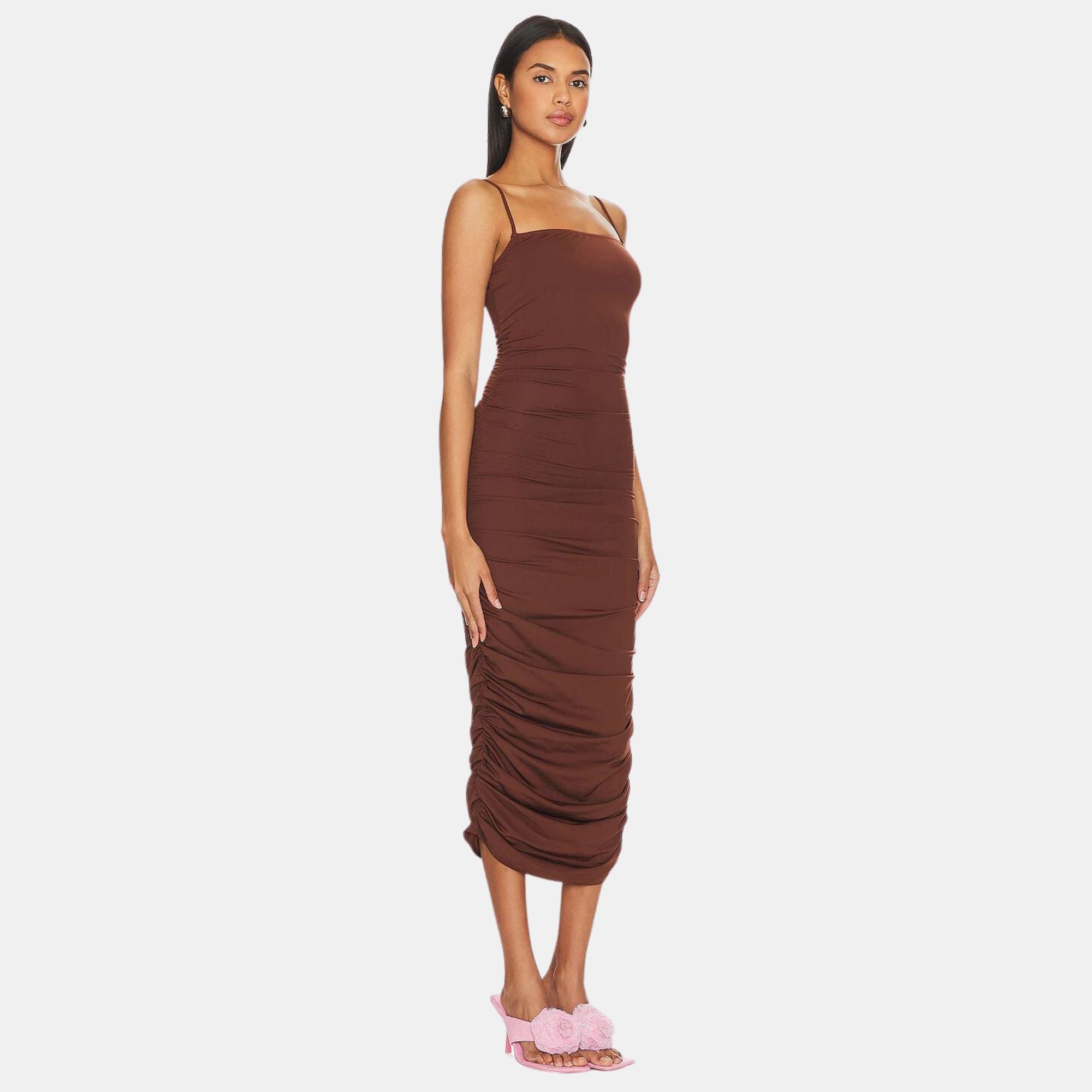 OW Collection Ezra Midi Dress | Cappuccino