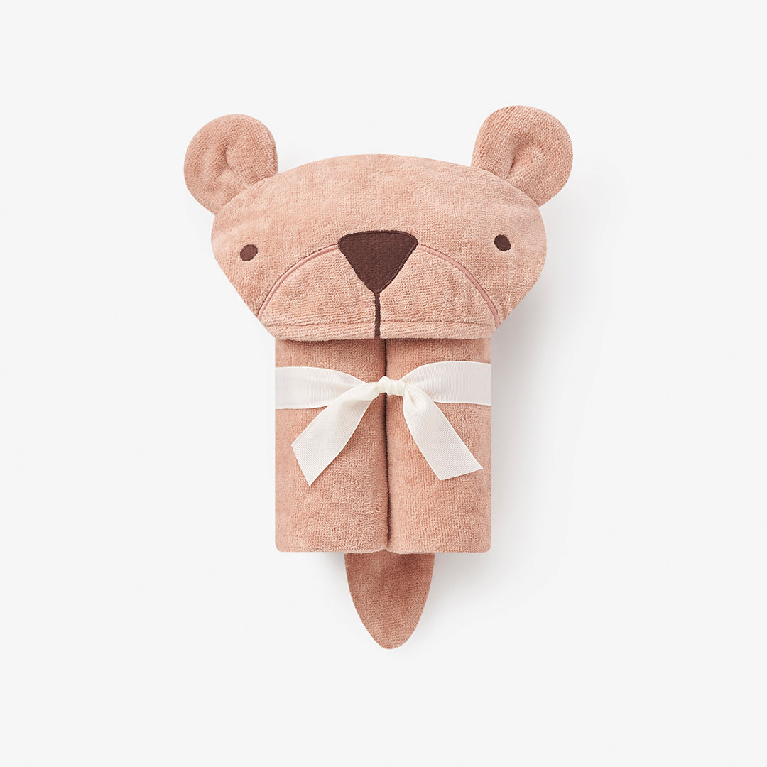 Unisex | Rust Bear Hooded Baby Bath Wrap | Rust