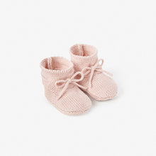 Unisex | Pale Pink Garter Knit Baby Booties | Pink