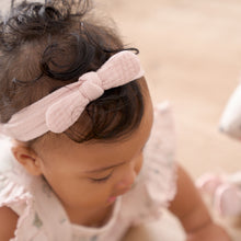 Girls | Organic Muslin Bow Headband Set Taupe/Blush 2PC | Taupe
