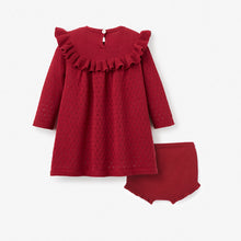 Girls | Hand Embroidered Snowflake Dress & Bloomer Set | Red
