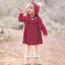 Girls | Hand Embroidered Snowflake Dress & Bloomer Set | Red