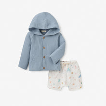 Boys | Ocean Adventure Organic Muslin Short & Hoodie Set | Blue