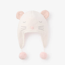 Girls | Whisper White Mouse Aviator Knit Baby Hat | White