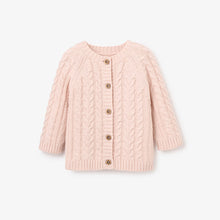 Girls | Pale Pink Horseshoe Cable Knit Baby Cardigan | Pink