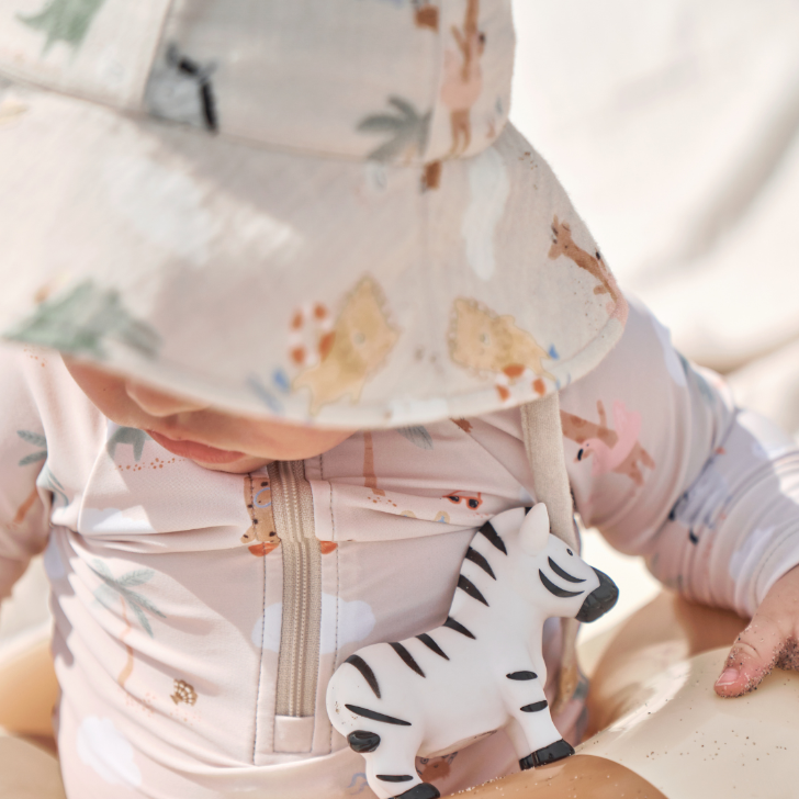 Unisex | Seaside Safari Organic Muslin Sunhat | Wheat