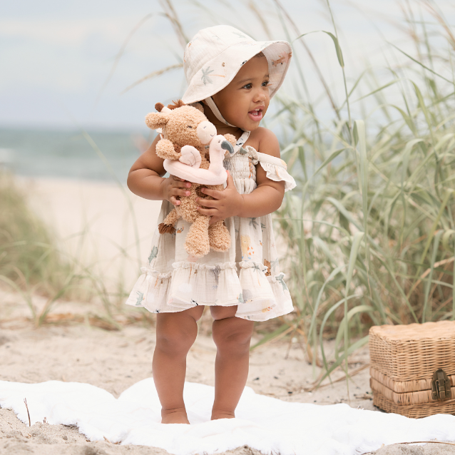 Unisex | Seaside Safari Organic Muslin Sunhat | Wheat