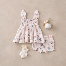 Girls | Tea Party Organic Muslin Smocked Dress w/ Bloomer | Pink