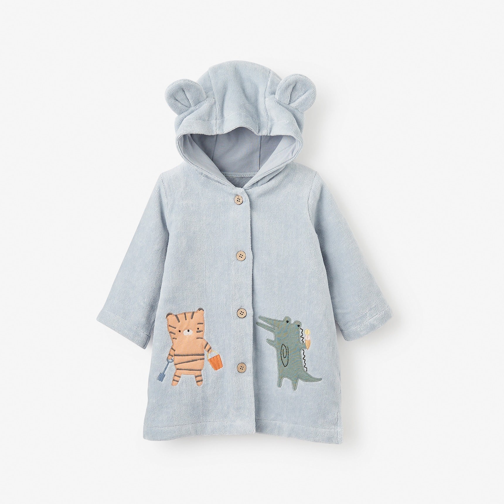 Boys | Pale Blue Seaside Safari Terry Beach Coverup | Blue