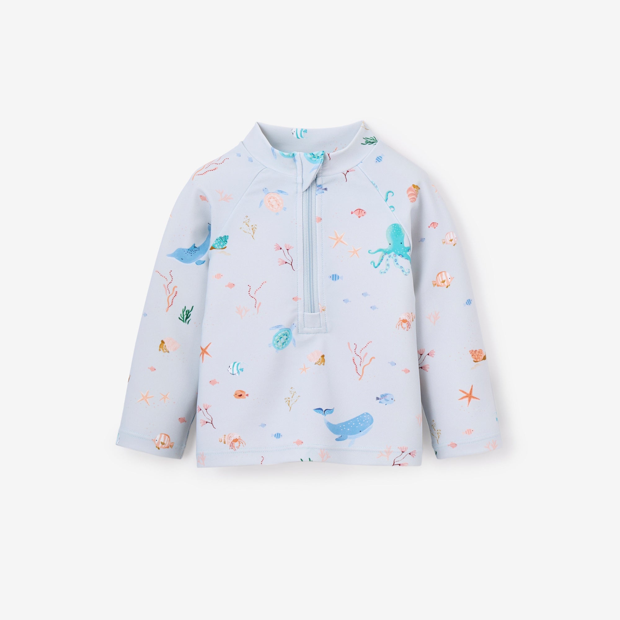 Boys | Pale Blue Ocean Adventure Baby Rash Guard | Blue