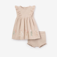 Girls | Embroidered Floral Cotton Knit Dress | Pink