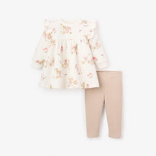 Girls | Magical Mouse Print Organic Fleece Dress + Legging Set | White