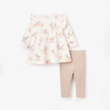 Girls | Magical Mouse Print Organic Fleece Dress + Legging Set | White