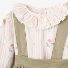 Girls | Magical Mouse Cameo Stripe Mini Cord Top +  Pinafore Dress Set | Sage