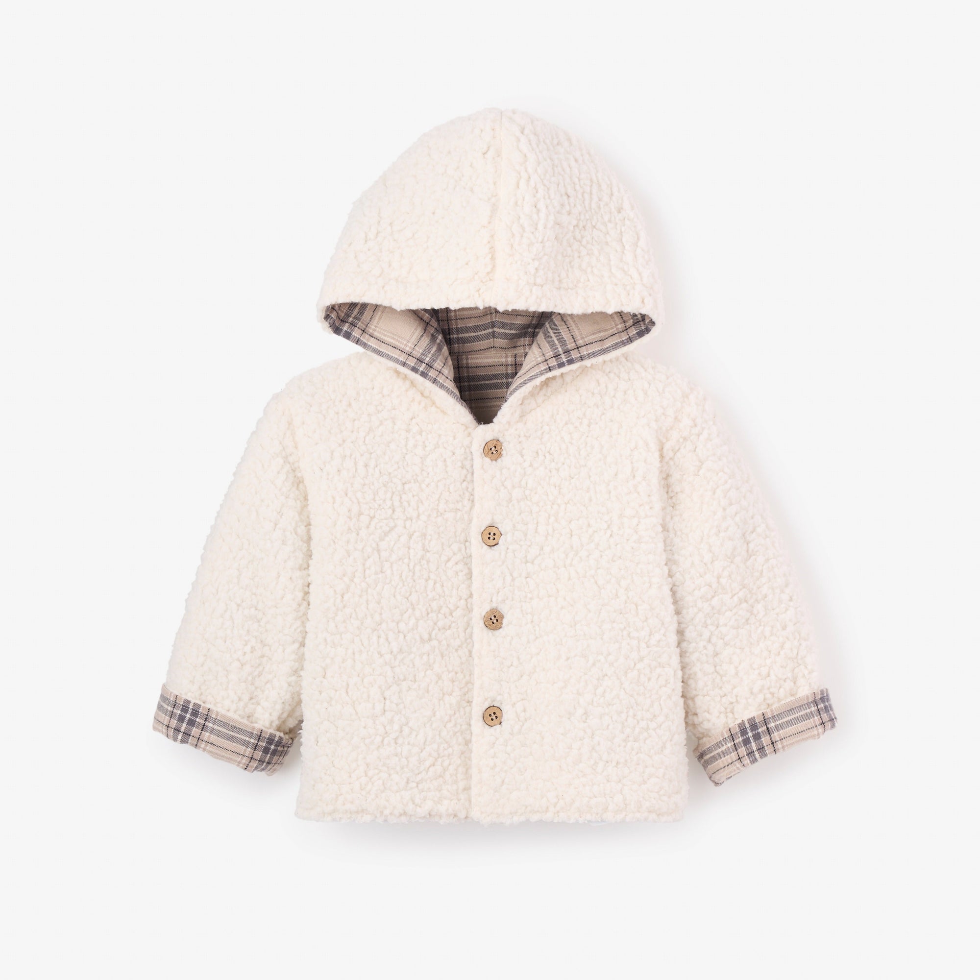 Unisex | Plaid Sherpa Reversible Jacket | Gray